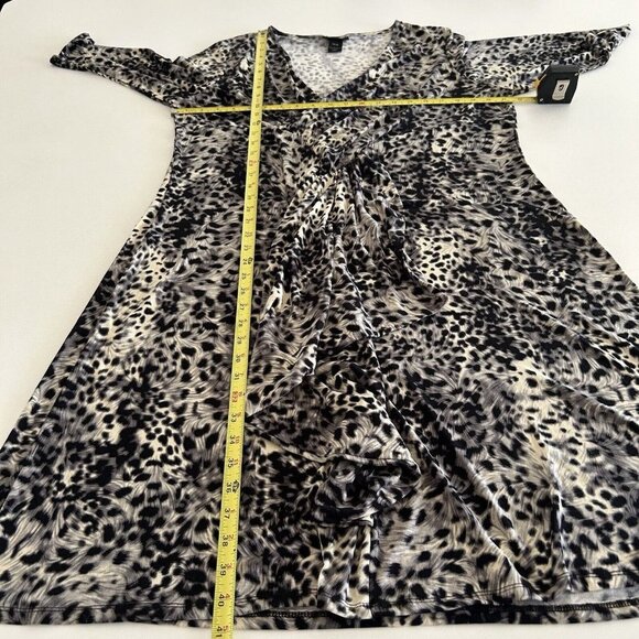 Lane Bryant V Neck Faux Wrap Leopard Midi Dress Stretch Ruffles Cinched Sz 14 16 - Picture 4 of 8